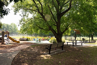 Turramurra Memorial Park tennis courts playground and seating