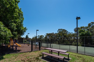 Warrimoo Oval tennis courts playground and seating